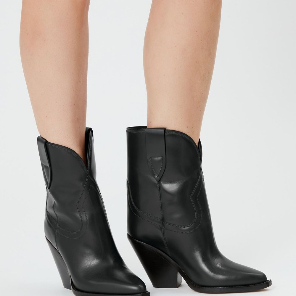 ISABEL MARANT Leyane glossed-leather ankle boots eu 39